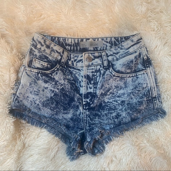 Topshop Moto “Brooke” Acid Wash Shorts - Picture 1 of 7